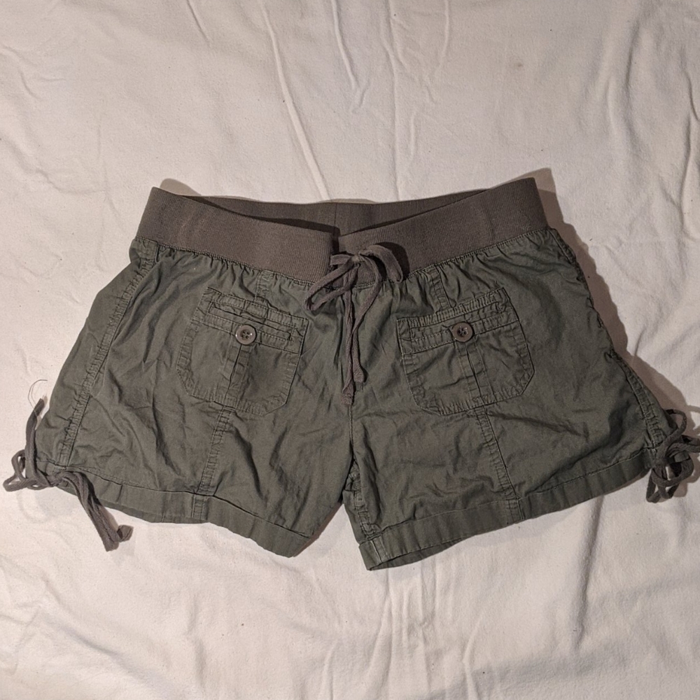 Green jean shorts